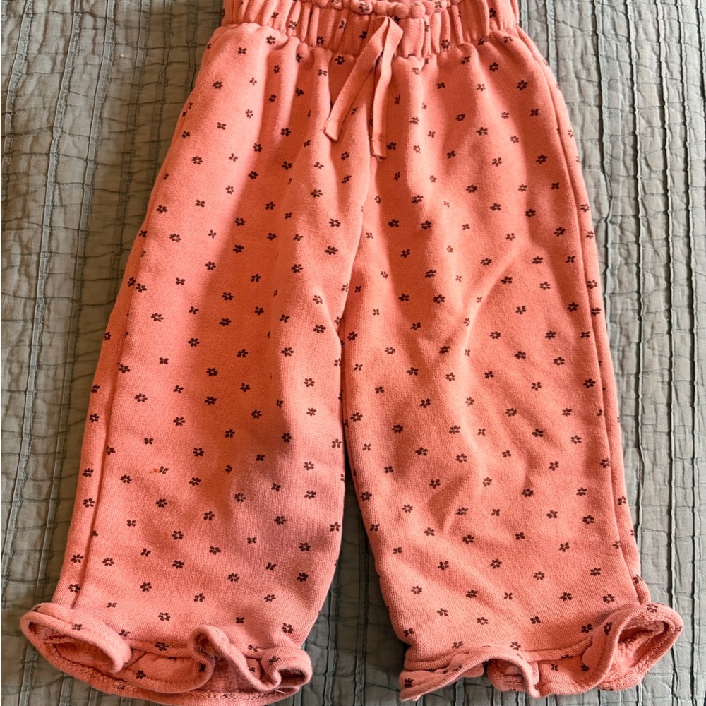 Zara Pink Girl Pants with Flowers 4T